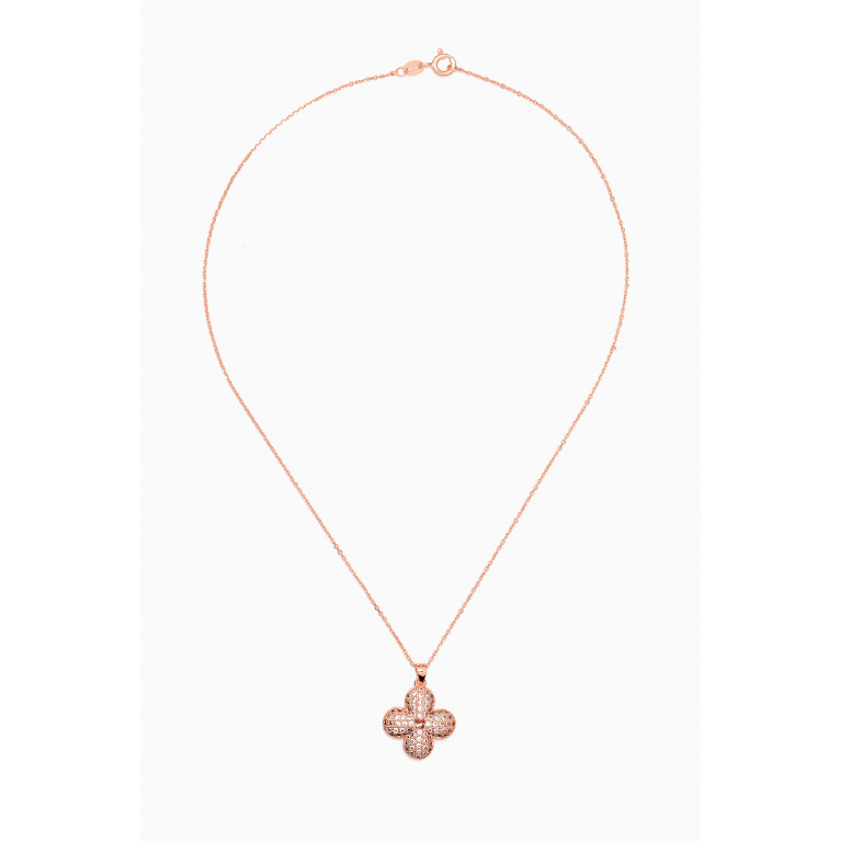 The Jewels Jar - Clover Flower Pendant Necklace in 18kt Rose Gold-plated Sterling Silver