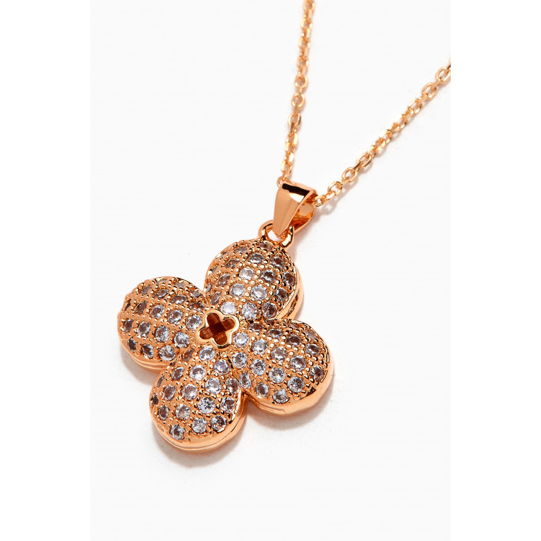 The Jewels Jar - Clover Flower Pendant Necklace in 18kt Rose Gold-plated Sterling Silver