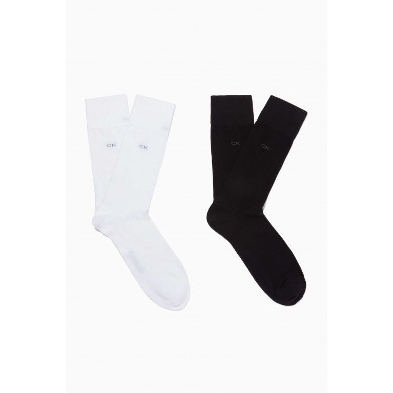 Calvin Klein - Classic Crew Socks in Cotton Knit, Set of 2 Neutral