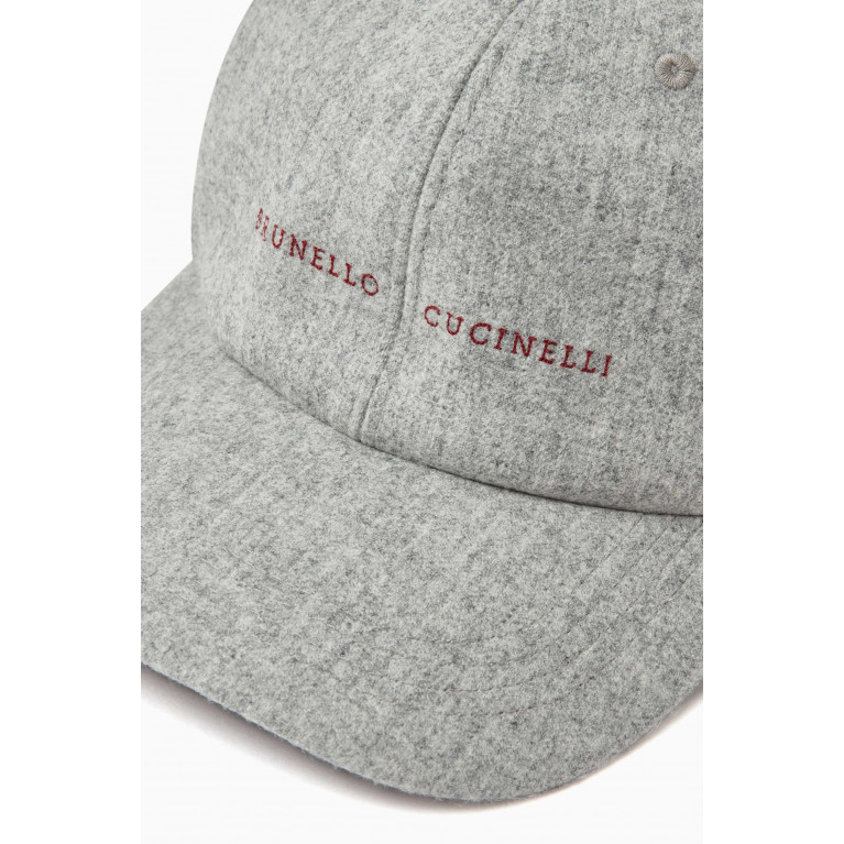 Brunello Cucinelli - Logo-embroidered Baseball Cap in Virgin Wool Flannel Grey