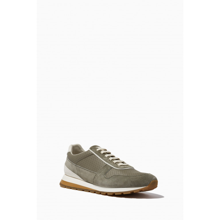 Brunello Cucinelli - Runner Sneakers in Perforated Leather & Washed Suede