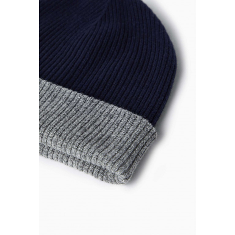 Brunello Cucinelli - Beanie Hat in Cashmere Rib-knit Blue