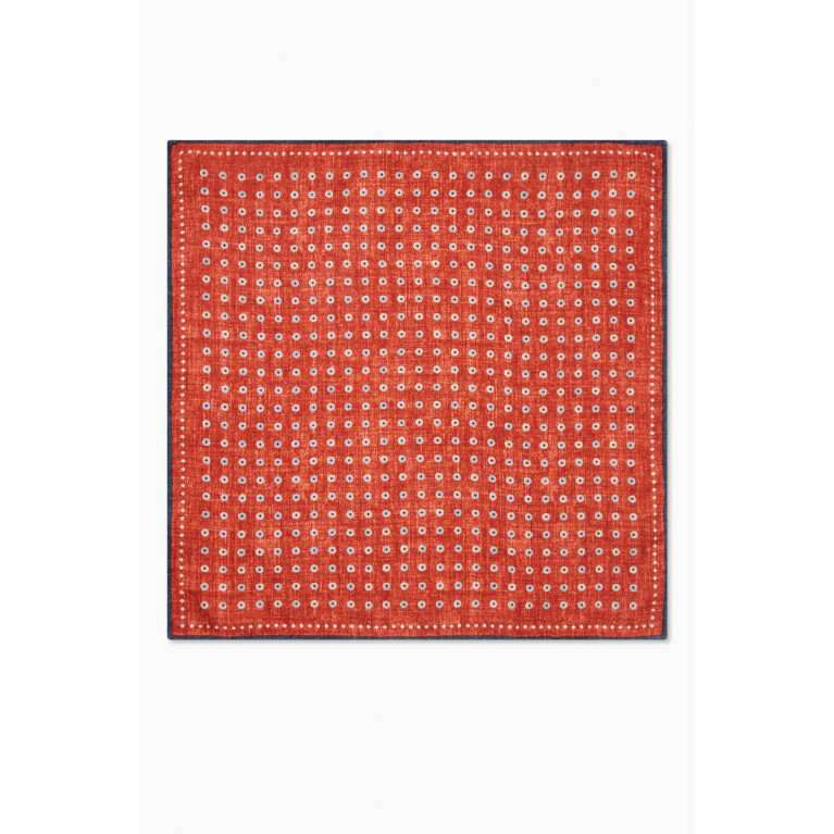 Brunello Cucinelli - Reversible Geometric Motif Pocket Square in Silk