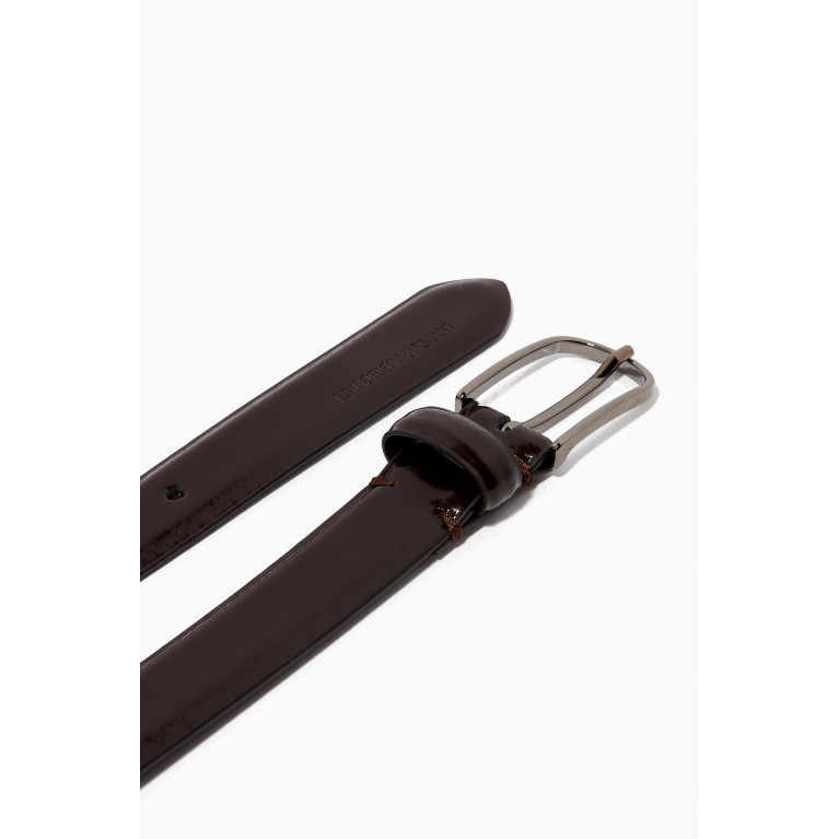 Emporio Armani - Classic Buckle Belt in Leather Brown