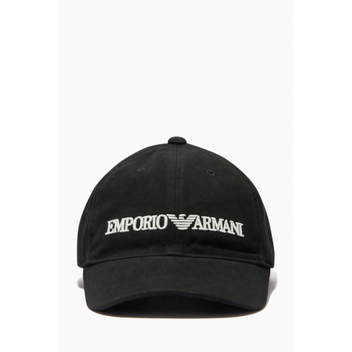 Emporio Armani - EA Embroidered Baseball Cap in Cotton Black
