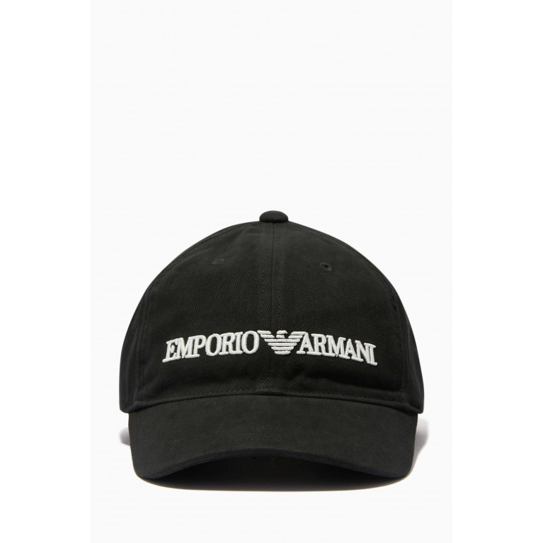 Emporio Armani - EA Embroidered Baseball Cap in Cotton Black