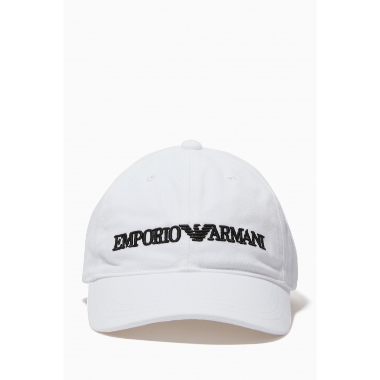 Emporio Armani - EA Embroidered Baseball Cap in Cotton White
