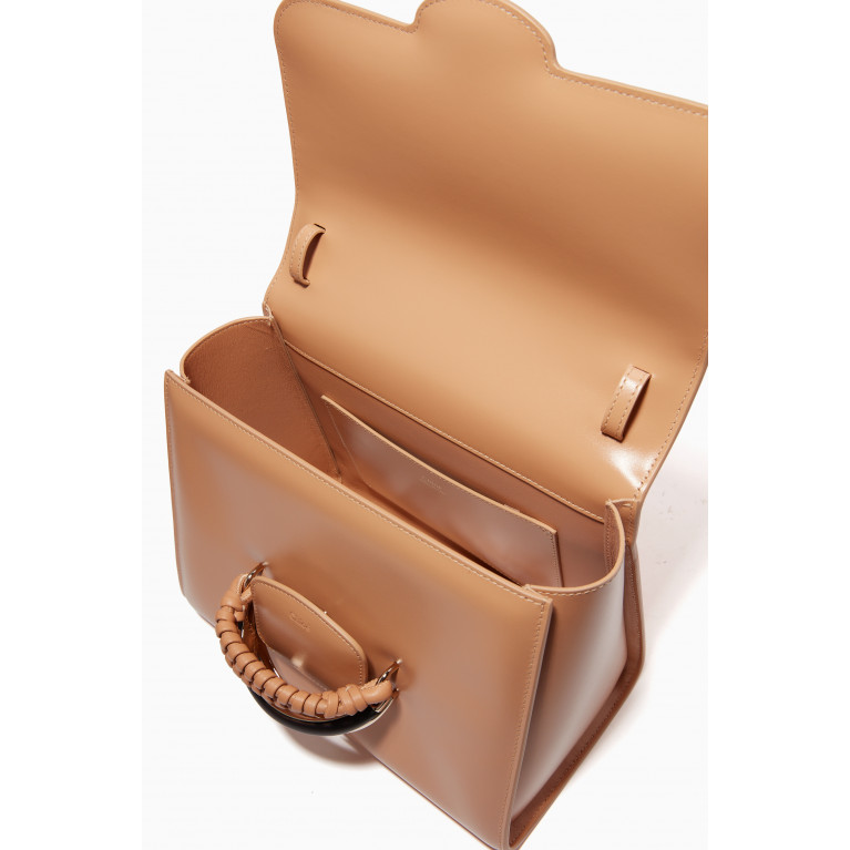 Chloé - Kattie Medium Top Handle Crossbody Bag in Calf Leather Neutral