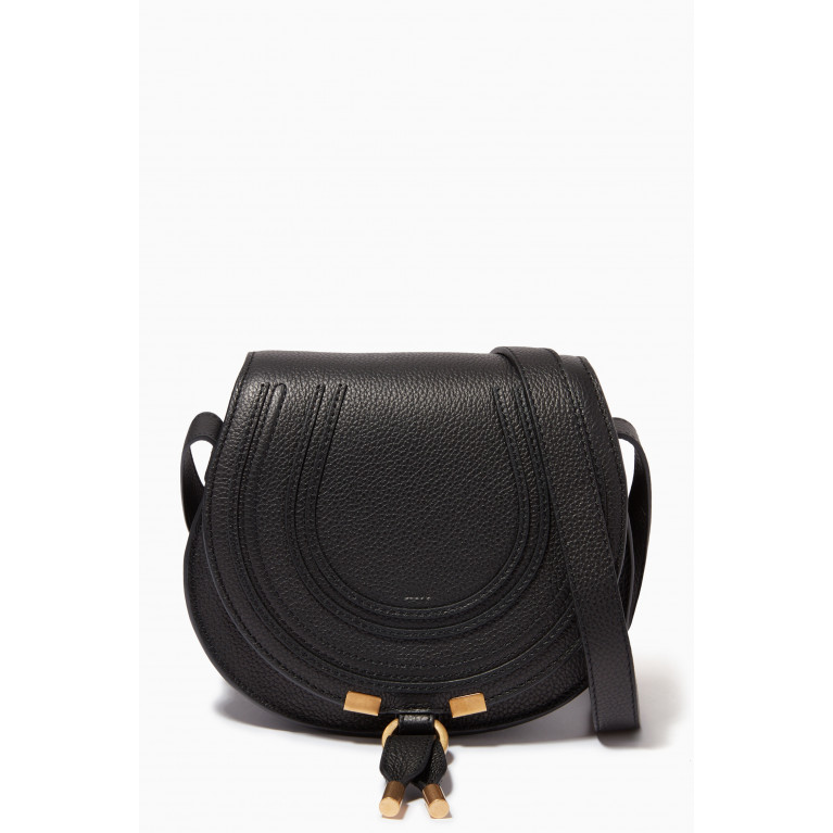 Chloé - Small Marcie Saddle Bag in Grained Calfskin Black