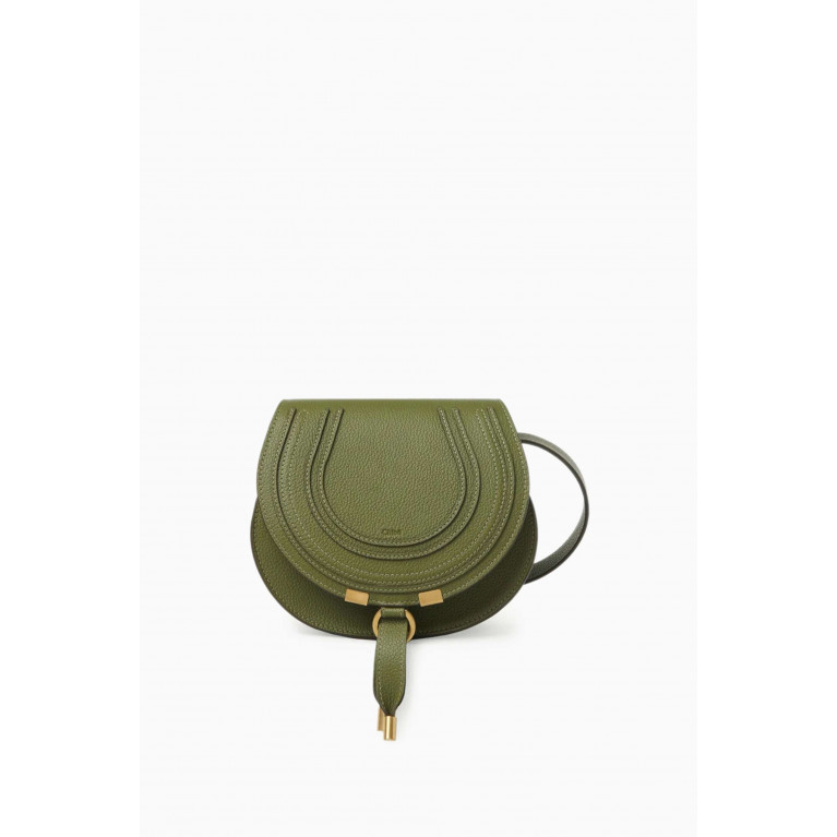 Chloé - Small Marcie Saddle Bag in Grained Calfskin Green