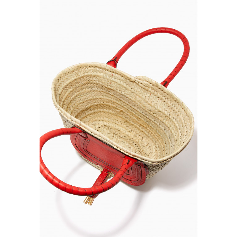 Chloé - Medium Marcie Basket Bag in Raffia & Grained Calfskin