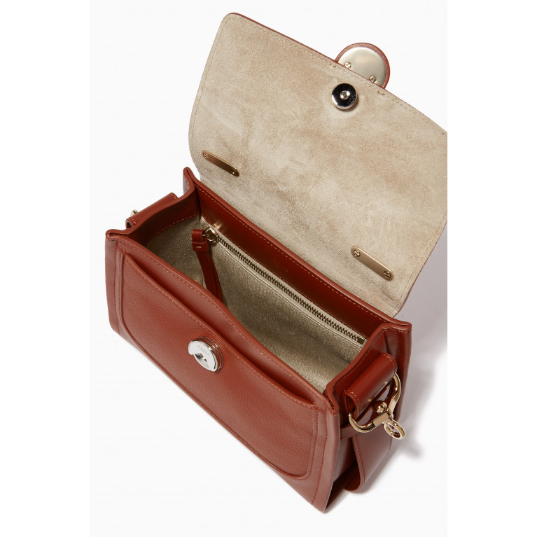 Chloé - Mini Tess Day Bag in Grained Calfskin Brown