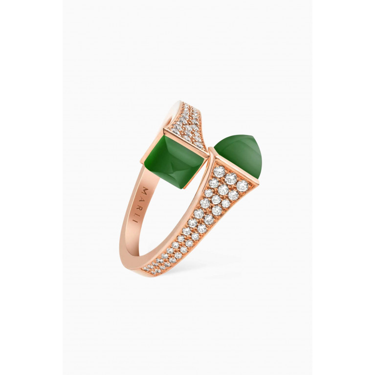 Marli - Cleo Diamond & Green Agate Midi Ring in 18kt Rose Gold