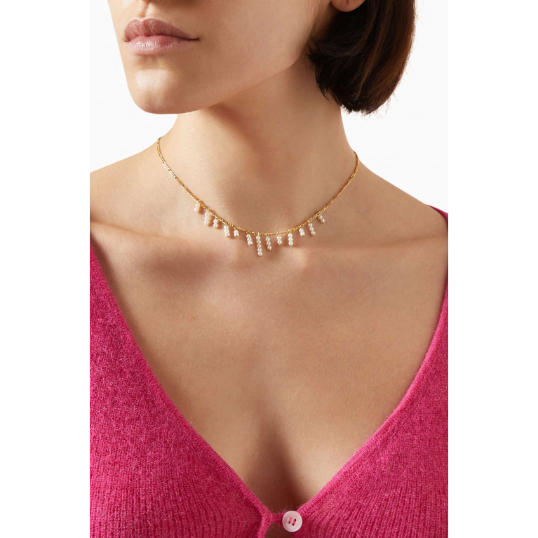 Awe Inspired - Multi Pearl Shaker Necklace in 14kt Yellow Gold Vermeil