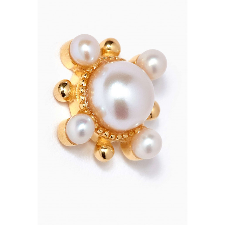Awe Inspired - Pearl Flower Stud Earrings in 14kt Yellow Gold Vermeil