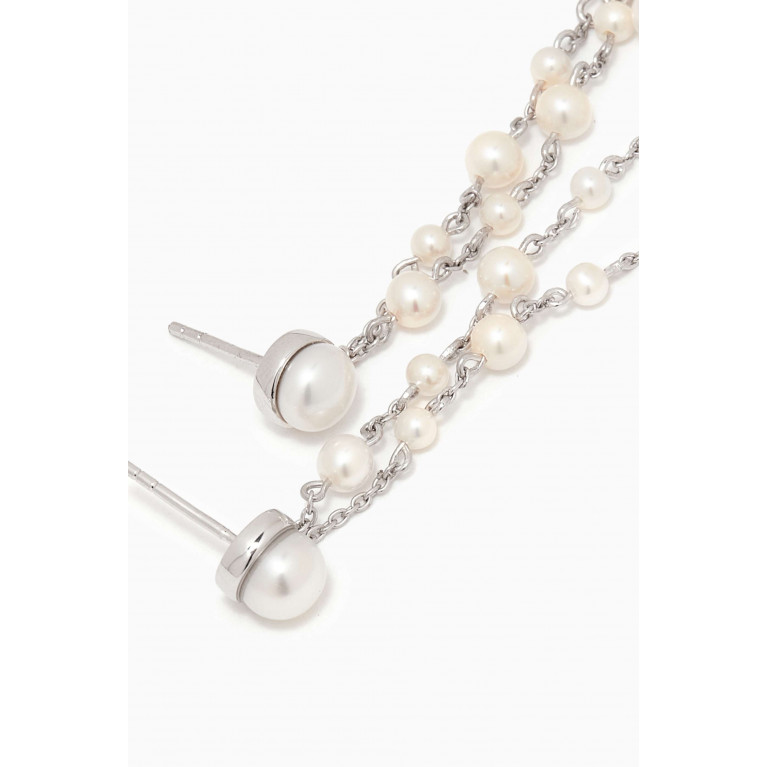 Awe Inspired - Freshwater Pearl Dangle Earrings in 14kt White Gold Silver