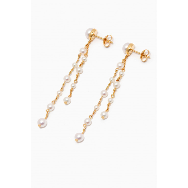 Awe Inspired - Freshwater Pearl Dangle Earrings in 14kt Yellow Gold Yellow