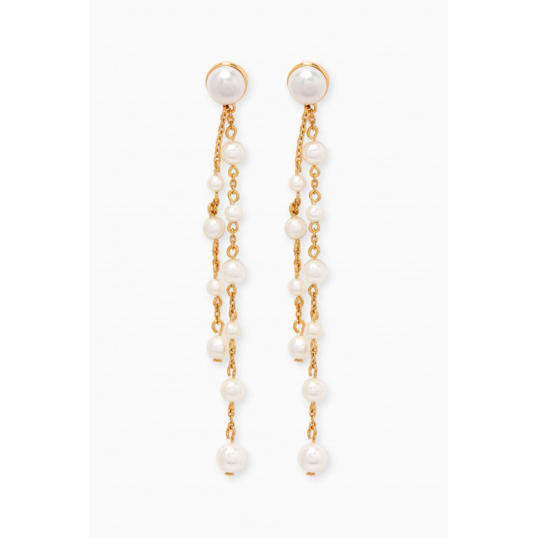 Awe Inspired - Freshwater Pearl Dangle Earrings in 14kt Yellow Gold Yellow