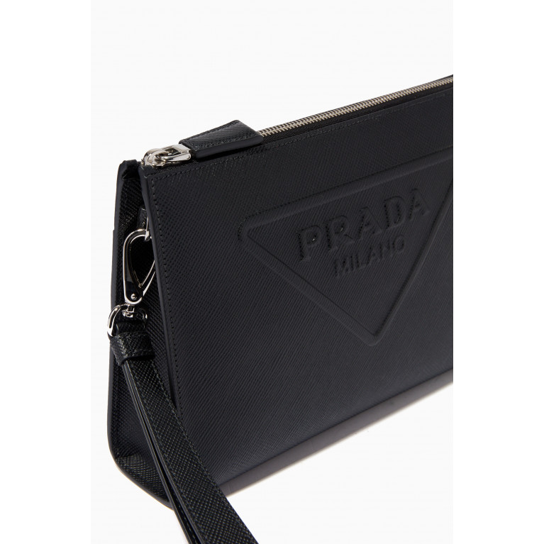 Prada - Embossed Logo Pouch in Saffiano-leather