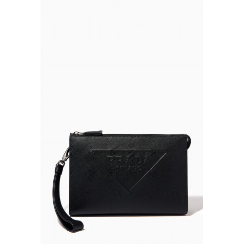 Prada - Embossed Logo Pouch in Saffiano-leather