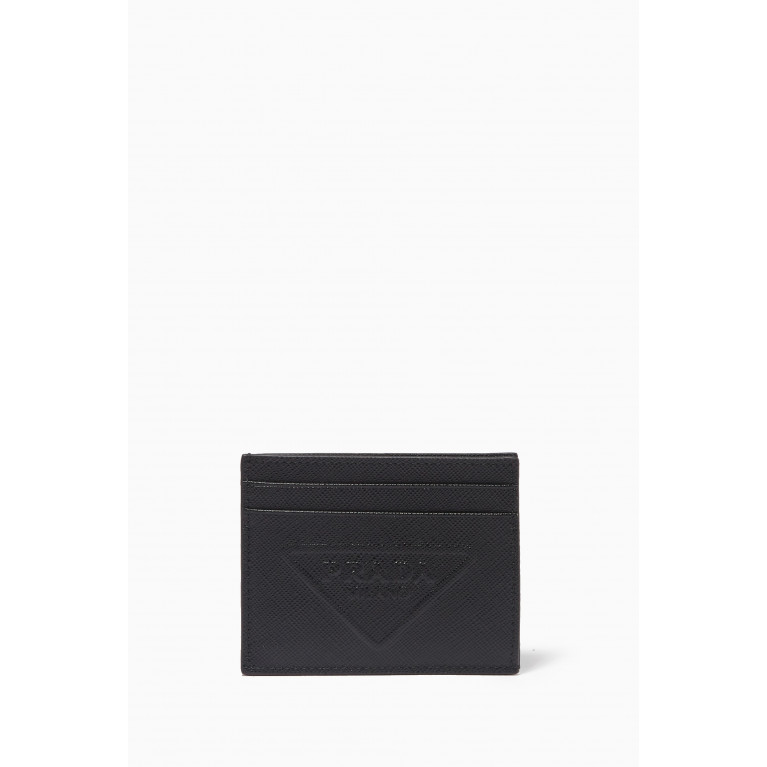 Prada - Logo Card Holder in Saffiano Leather Black