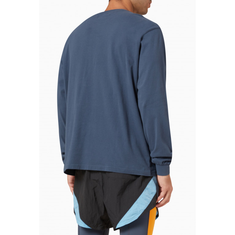 7 DAYS ACTIVE - Long sleeve T-shirt in Organic Cotton Blue