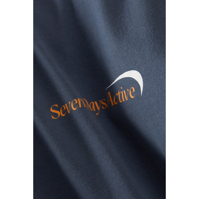 7 DAYS ACTIVE - Long sleeve T-shirt in Organic Cotton Blue