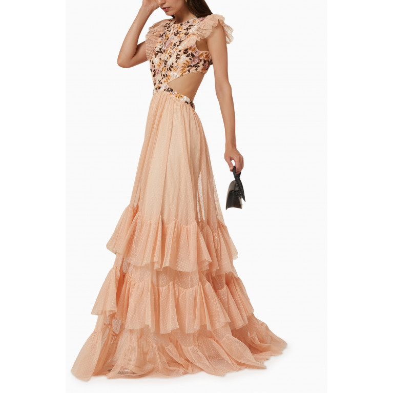 Mac Duggal - Embroidered Bodice Maxi Gown in Tulle