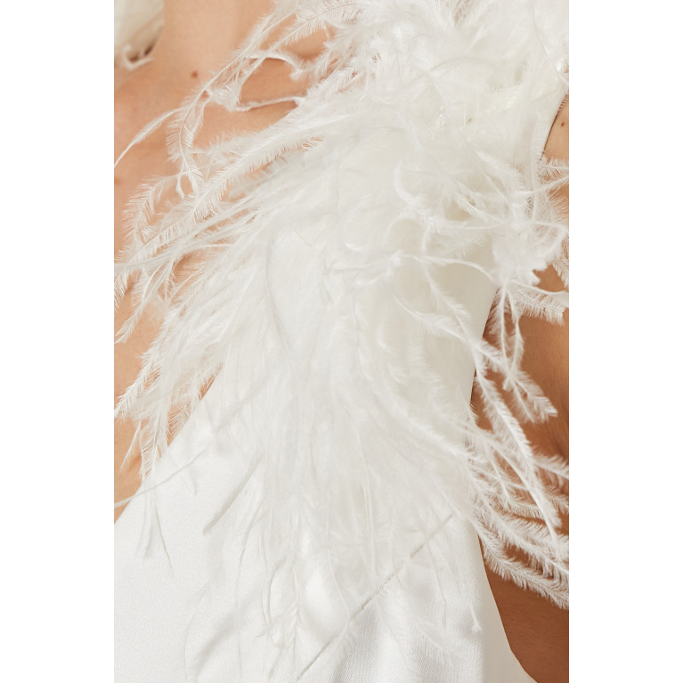 Mac Duggal - V-Neck Feather Column Gown