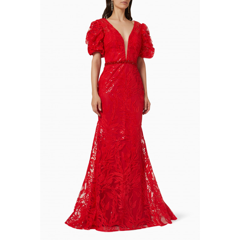 Mac Duggal - Embroidered Lace Gown