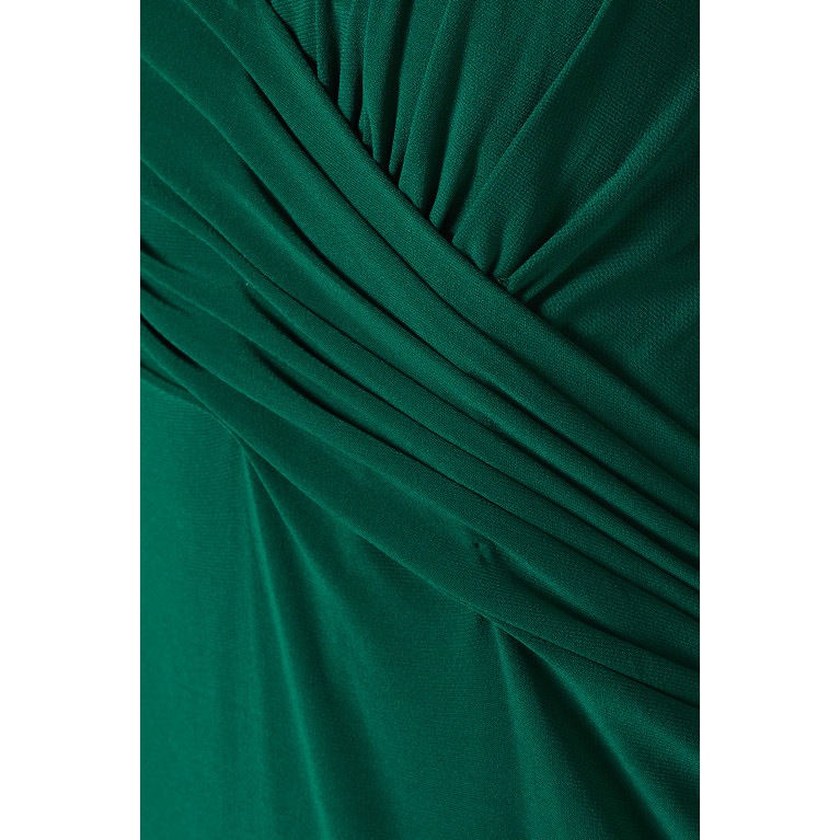Mac Duggal - Faux-Wrap Front Gown Green