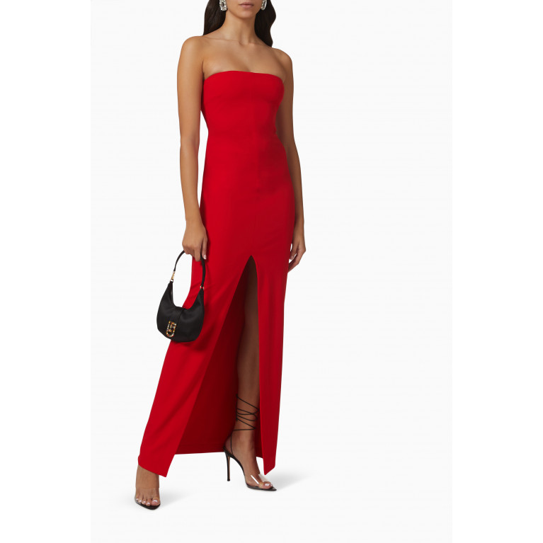 Solace London - Bysha Maxi Dress in Stretch Crêpe Red