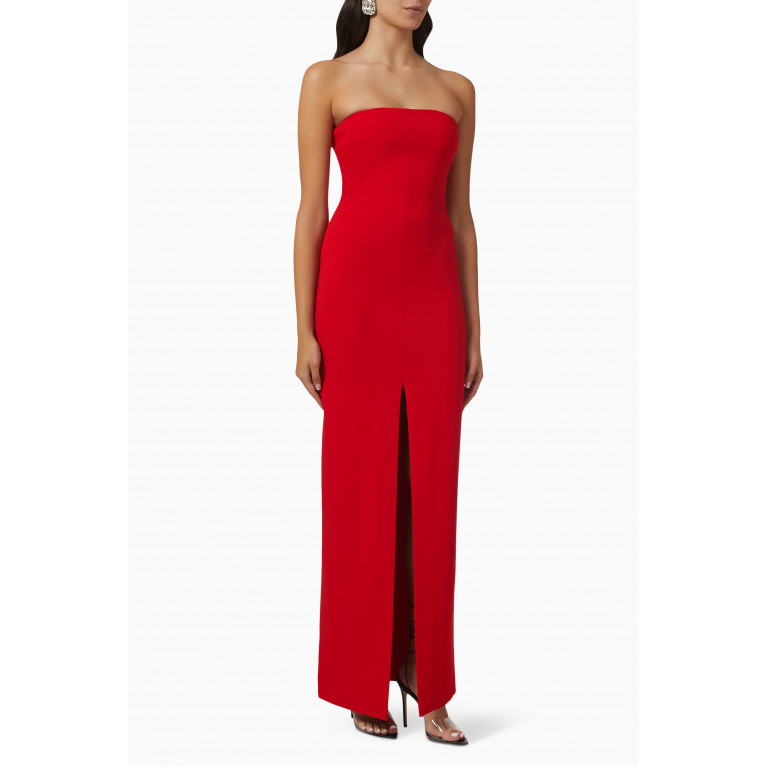 Solace London - Bysha Maxi Dress in Stretch Crêpe Red