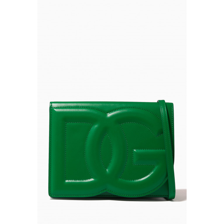 Dolce & Gabbana - Logo Flap Shoulder Bag in Calfskin Green