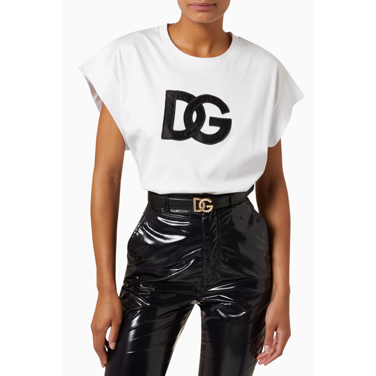 Dolce & Gabbana - DG Rhinestones & Pearls Belt in Leather, 25mm