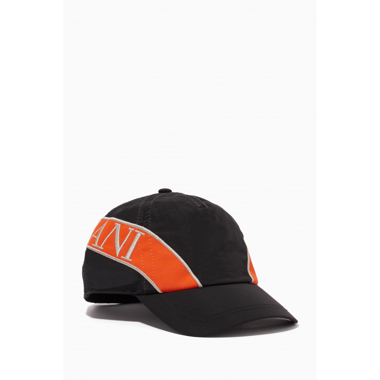Emporio Armani - EA Logo Stripe Baseball Cap in Nylon Black