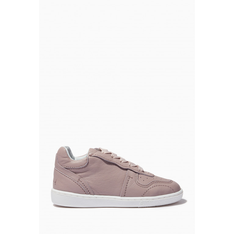 Emporio Armani - Lace-up Sneakers in Tumbled Leather Pink