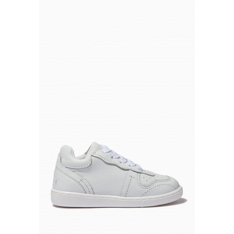 Emporio Armani - Lace-up Sneakers in Tumbled Leather White