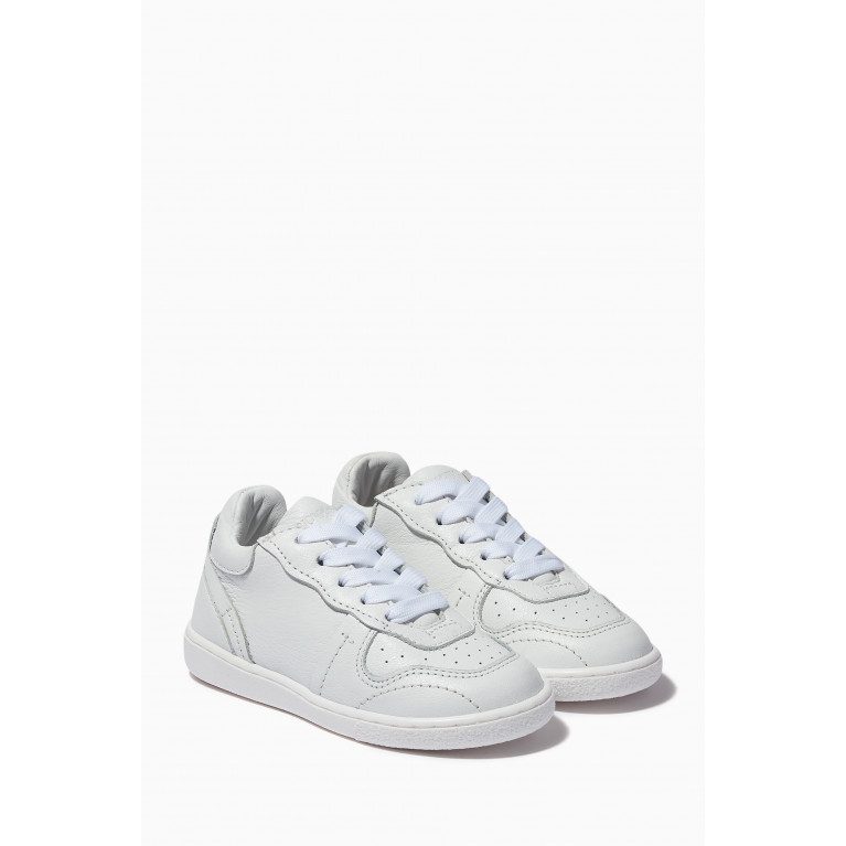 Emporio Armani - Lace-up Sneakers in Tumbled Leather White