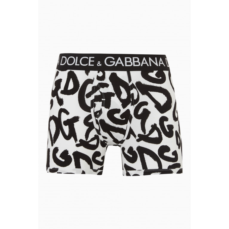 Dolce & Gabbana - Graffiti Print Boxers in Cotton Jersey