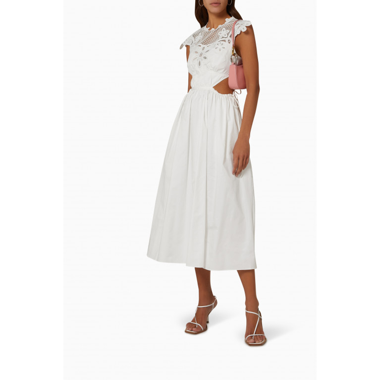 Self-Portrait - Chemical Lace Bib Midi Dress in Cotton Guipure