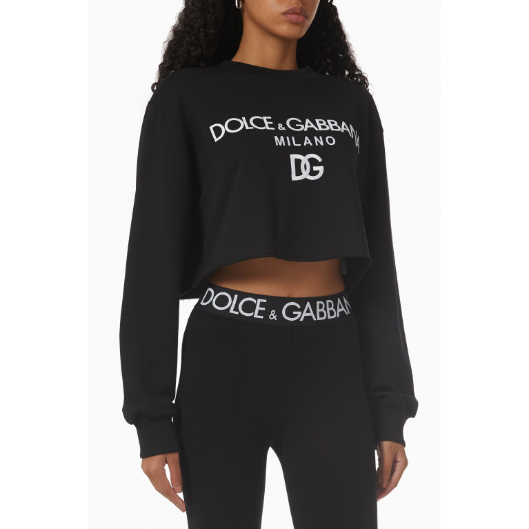 Dolce & Gabbana - DG Cropped Sweatshirt in Cotton Jersey