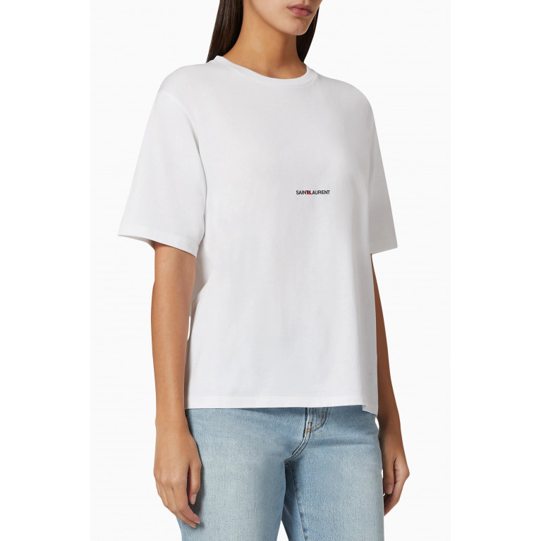 Saint Laurent - Logo T-Shirt in Pure Cotton White