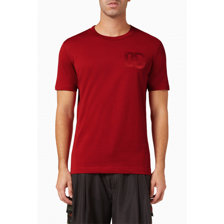 Dolce & Gabbana - Logo T-shirt in Cotton Jersey Red