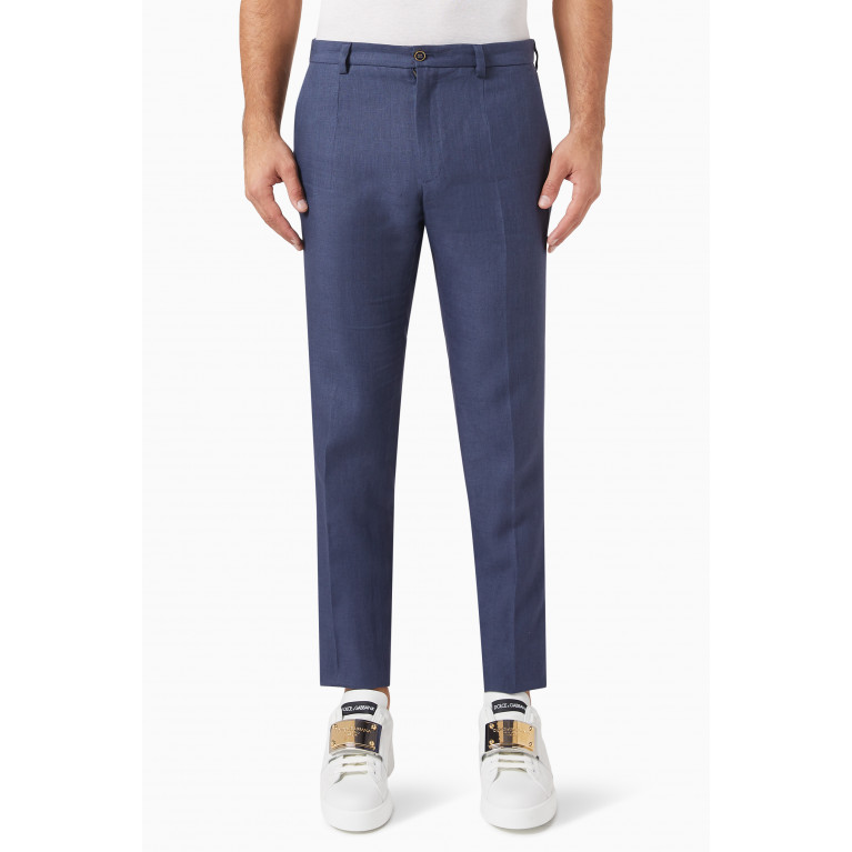 Dolce & Gabbana - Front-pleat Chinos in Linen Blue