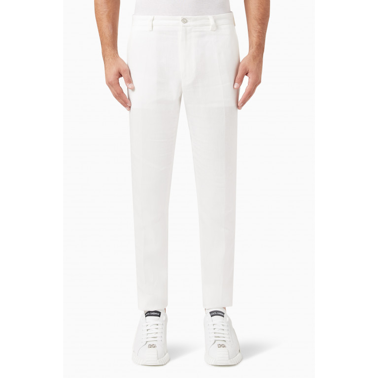 Dolce & Gabbana - Front-pleat Chinos in Linen White