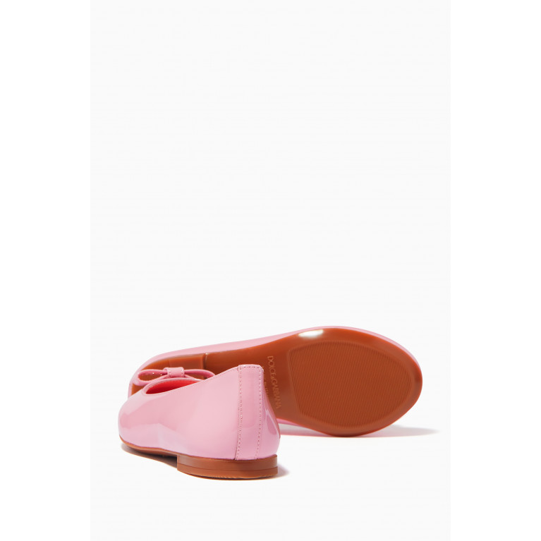 Dolce & Gabbana - DG Logo Ballerina Shoes in Patent Leather Pink