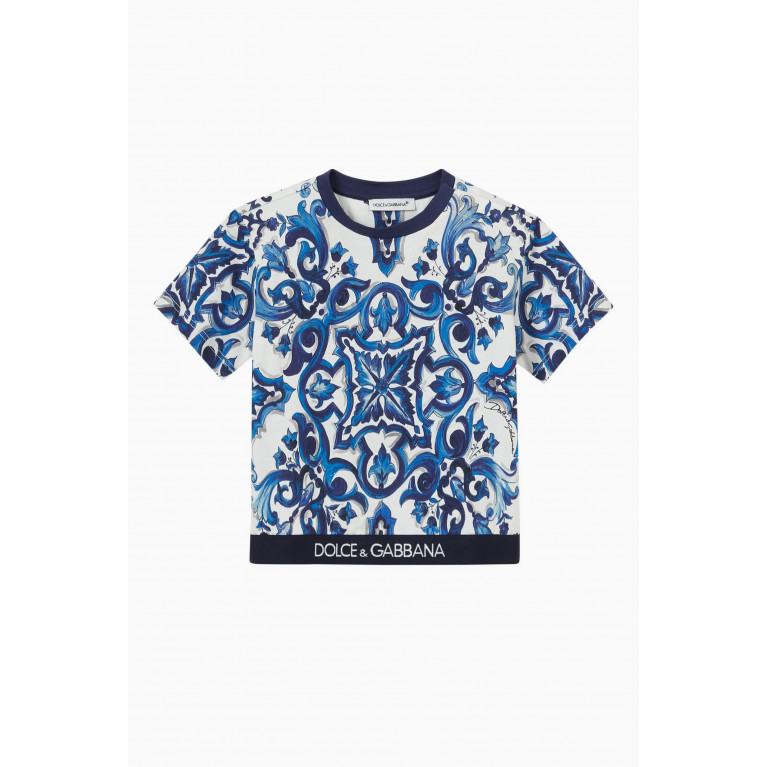Dolce & Gabbana - Maiolica Logo T-shirt in Cotton