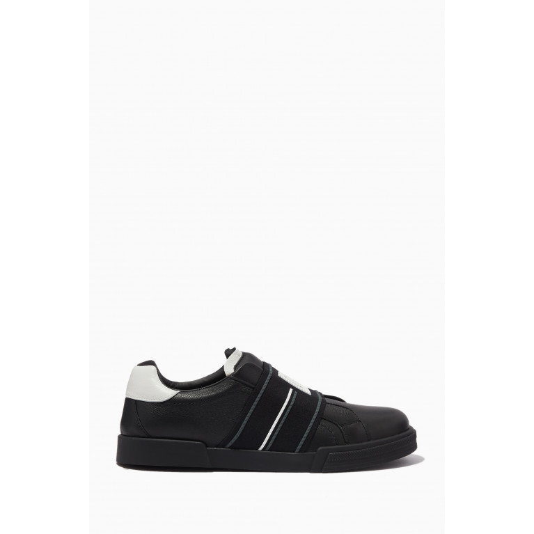 Dolce & Gabbana - Portofino Logo Slip-on Sneakers in Leather Black