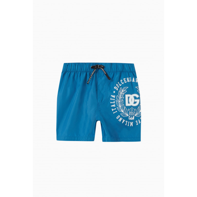 Dolce & Gabbana - DG Crest Logo-print Swim Shorts in Nylon